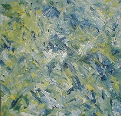 gron_blå acrylic painting by Artist Liselotte Hjort